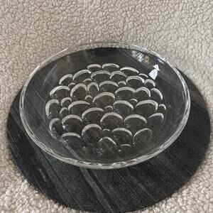 Large‎ Dimpled HOYA Thumbprint Mid-Century Art Glass Crystal Bowl Tray 12.5”